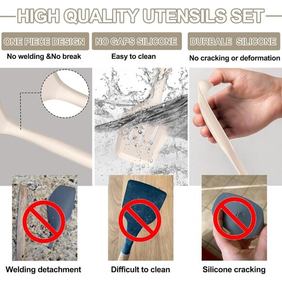 22Pcs Heat Resistant Utensils Spatula Spoon Whisk Dishwasher Safe Kitchen - Picture 7 of 13